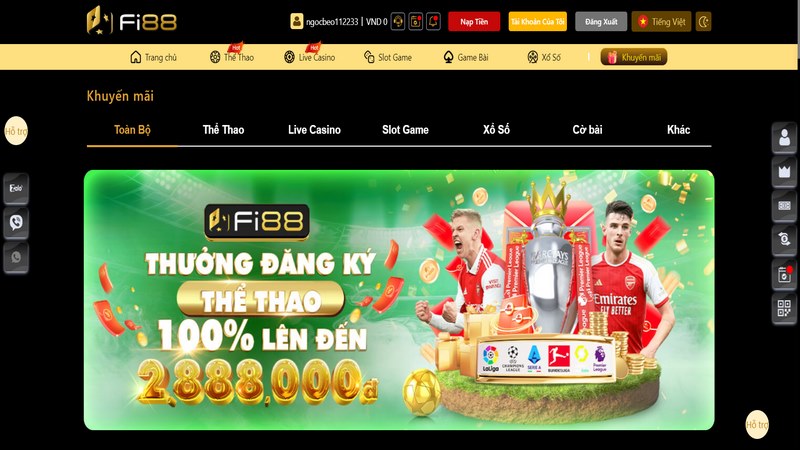 Khuyến mãi Fi88 - Tổng hợp chương trình sự kiện hot 1 Thưởng Thành Viên Mới Đăng Ký Với Số Tiền Lên Đến 2.888K